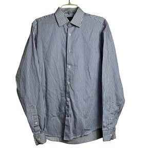 Ben Sherman‎ Mens Blue White Striped Button Down Dress Shirt 15 34-35 M Cotton